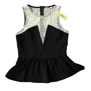 Sugarlips Black and Cream Peplum Top